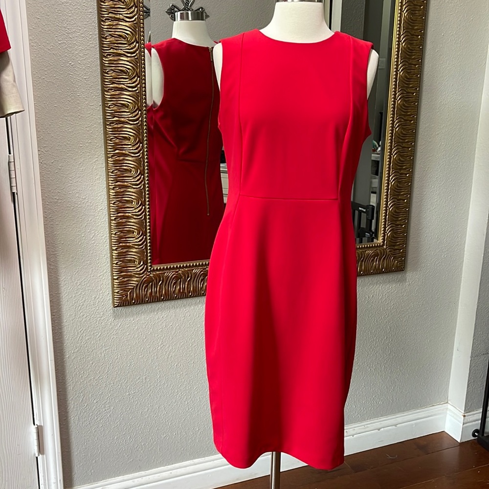 Calvin Klein Red Sleeveless Sheath Dress